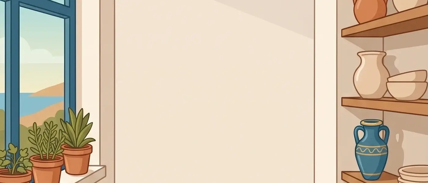 The soft plaster and olive-branch backdrop from Arkadia's drawing editor.