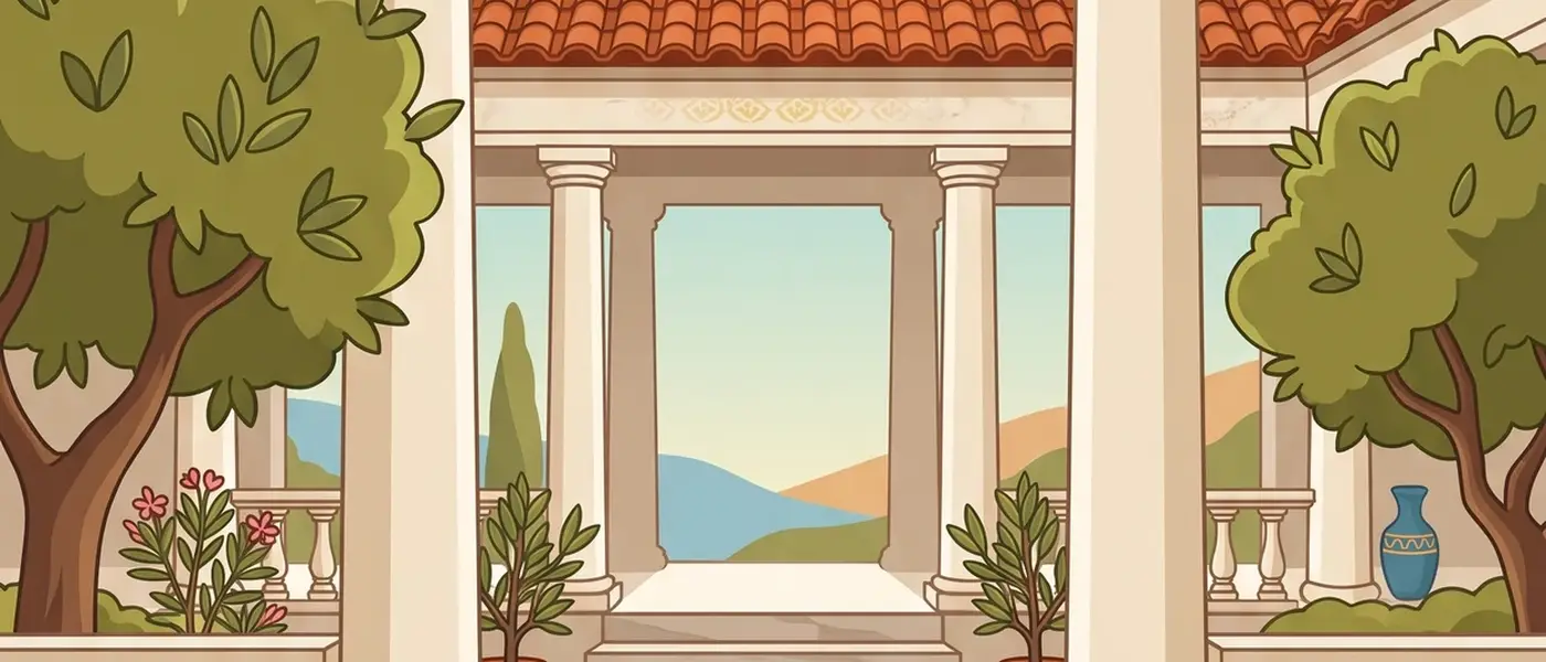 The soft sky-and-sea backdrop from Arkadia's Play screen.
